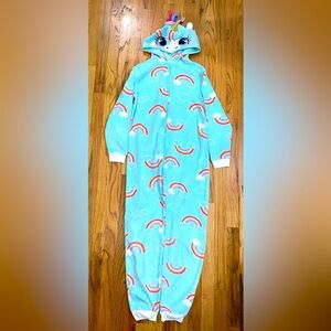 Cat & Jack Zip One Piece Unicorn Rainbow Costume Pajamas Girls Size L 10/12 Kids